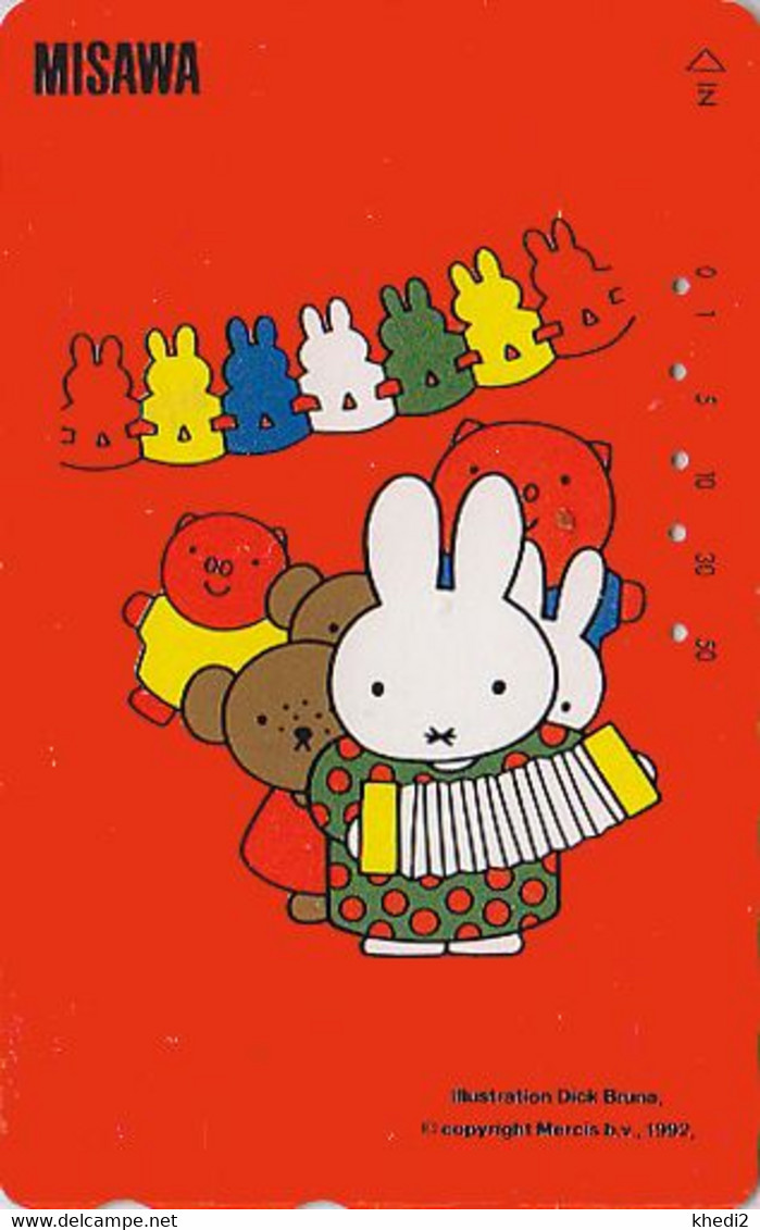TC JAPON / 110-016 - BD COMICS - ANIMAL - LAPIN MIFFFY & ACCORDEON / DICK BRUNA - Rabbit JAPAN Music Phonecard - 57 - Fumetti