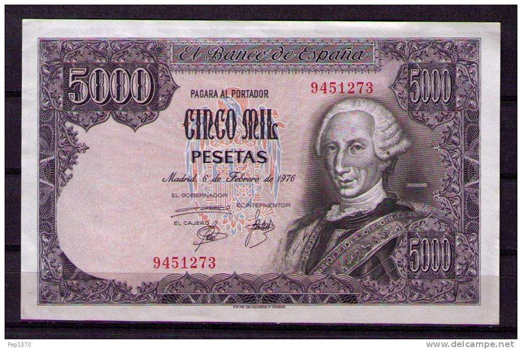 ESPAÑA 1976 - BILLETE DE 5000 PESETAS DE CARLOS III - SIN SERIE - EXCELENTE + - [ 4] 1975-… : Juan Carlos I