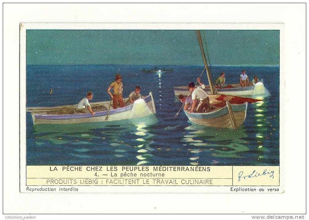 Chromos, Produits Liebig - La Pêche Chez Les Peuples Méditerranéens - 4 - La Pêche Nocturne - Liebig