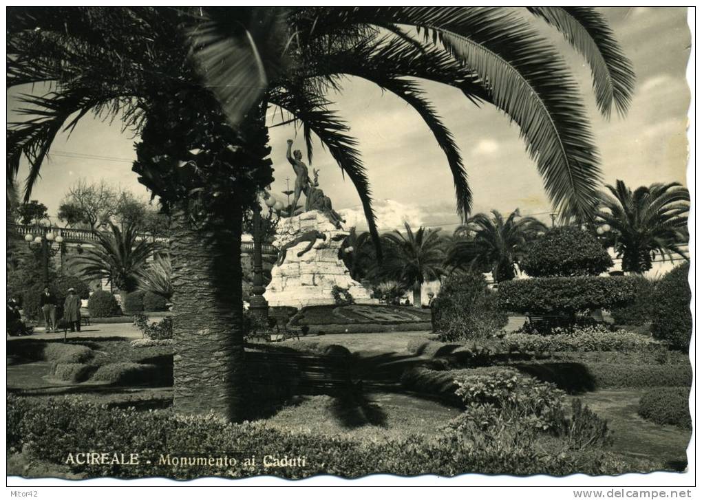 64-Sicilia-Catania-Acireale-Monumento Ai Caduti-v.1937 X S.Maria Di Licodia-Un Francobollo Asportato Ed Altro Aggiunto - Acireale