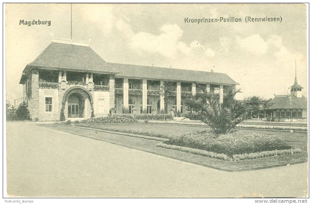 Magdeburg, Kronprinzen-Pavillon (Rennwiesen), Feldpost AK 1918 - Magdeburg