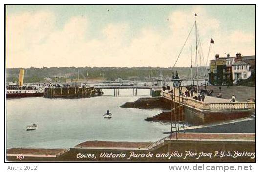 AK Litho Victoria Parade And New Pier From Royal Yacht Squadron R.Y.S. Battery I.o.W. Um 1920 - Cowes