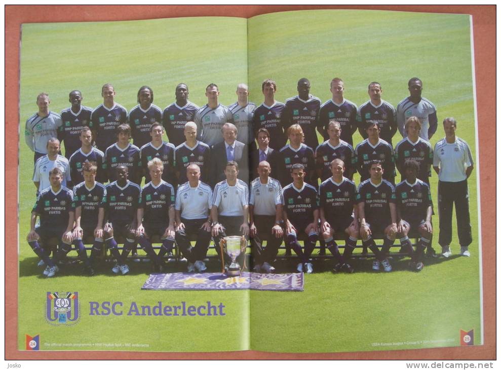 HNKHAJDUK : RSC ANDERLECHT Belgium - 2010. UEFA EUROPA LEAGUE Football Match Programme Soccer Foot Fussball Belgie - Eintrittskarten