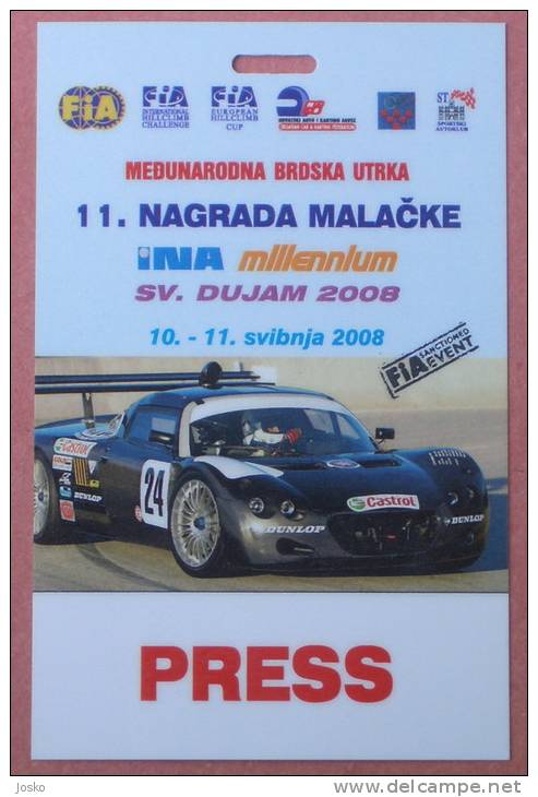 INTERNATIONAL MOUNTAIN RACE - 11. Malacka Grand Prix - FIA ( Croatia ) * PRESS - Plasticized Participation Accreditation - Automobile - F1