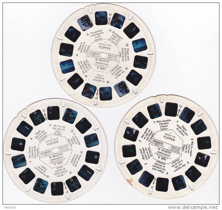 3 Disques VIEW MASTER Sans La Pochette  FLIPPER LE DAUPHIN Amoureux - Stereoscopes - Side-by-side Viewers