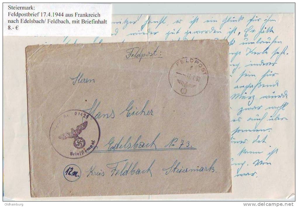 017ad: Feldpost II. Weltkrieg In Die Steiermark - Storia Postale