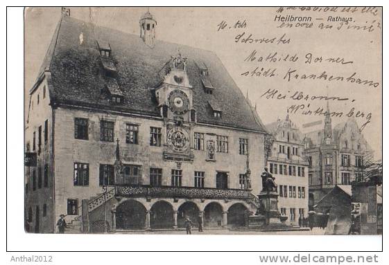 AK Litho Personen Vor Dem Rathaus Von Heilbronn Gel. 14.11.1913 Nac Mazamet France - Heilbronn