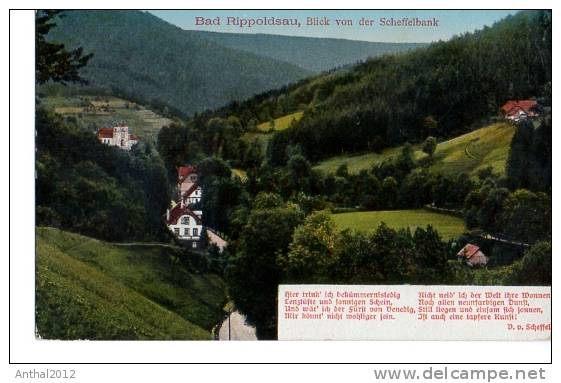 AK Litho Blick Von Der Scheffelbank Mit Gedicht Von V. V. Scheffel Gel. 6.7.1923 Nach Viersen - Bad Rippoldsau - Schapbach