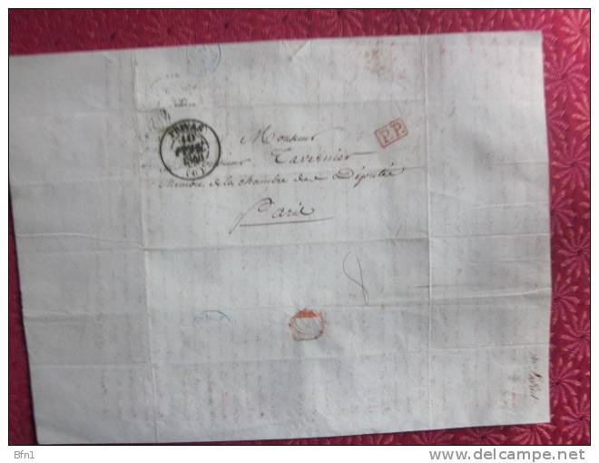 BEAUX TAMPONS SUR CE COURRIER DE  FEV 1840 ADRESSE A Monsieur TAVERNIER MEMBRE DE LA CHAMBRE DES DEPUTES - Brieven En Documenten