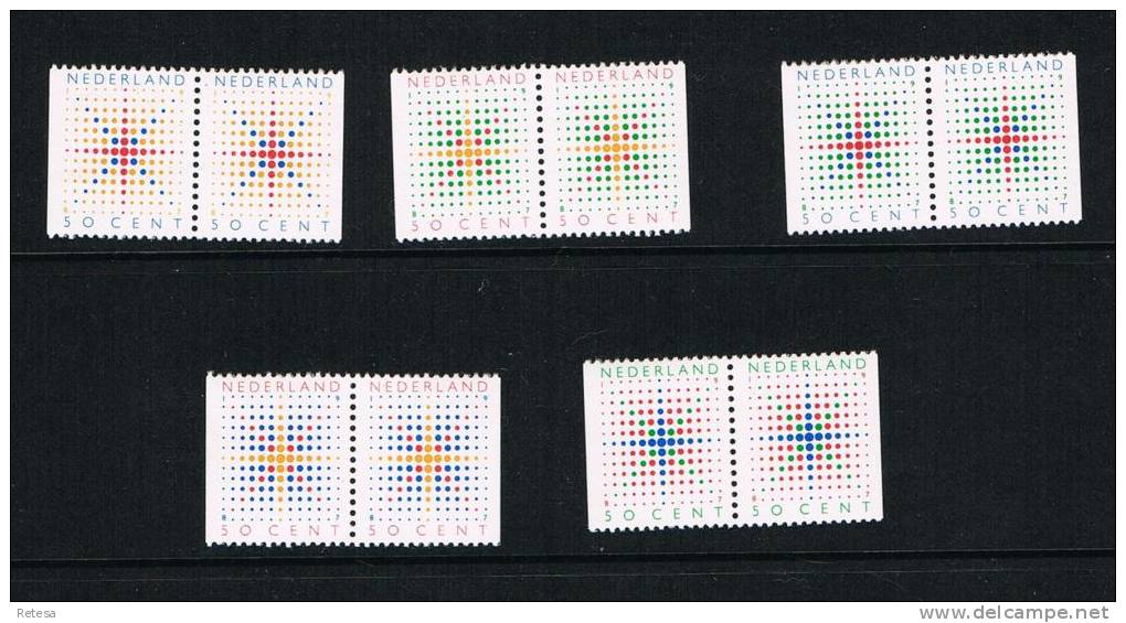 NEDERLAND   5 PAAR  DECEMBERZEGELS UIT BOEKJE  1987 ** - Unused Stamps