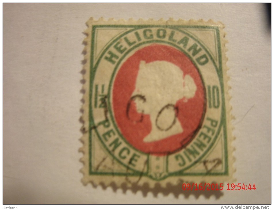 HELIGOLAND, MICHEL# 14e, 10pf, Blaulichgrun/karmin & Rot, 1890, USED - Heligoland