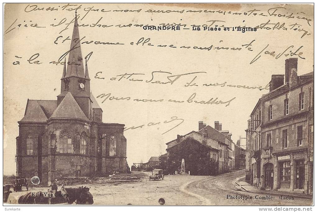 ARDENNES 08. GRANDPRE LA PLACE ET L EGLISE - Altri & Non Classificati