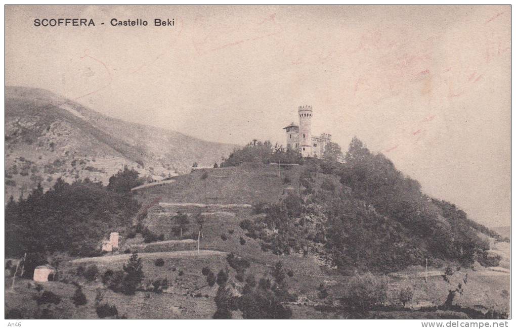 SCOFFERA TORRIGLIA GENOVA CASTELLO BEKI VIAGGIATA 1928 X GENOVA ORIGINALE D´EPOCA 100% - Genova