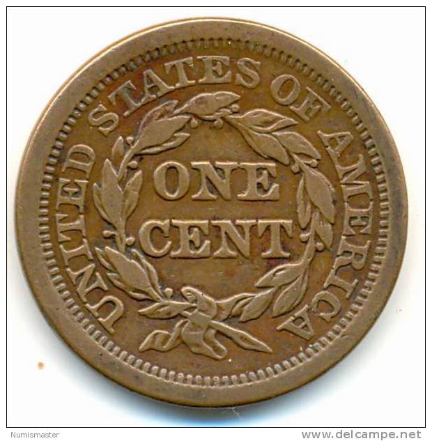 1850 ,  ONE CENT - 1840-1857: Braided Hair