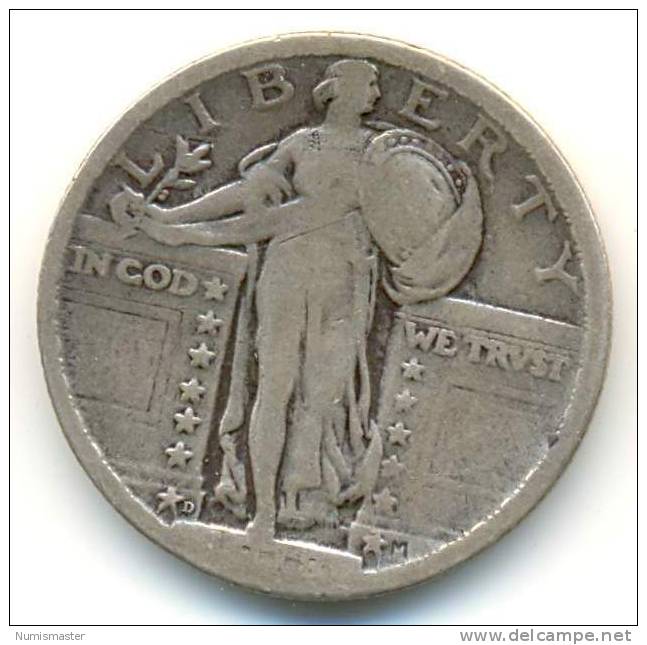 1918 D , STANDING LIBERTY QUARTER - 1916-1930: Standing Liberty (Liberté Debout)