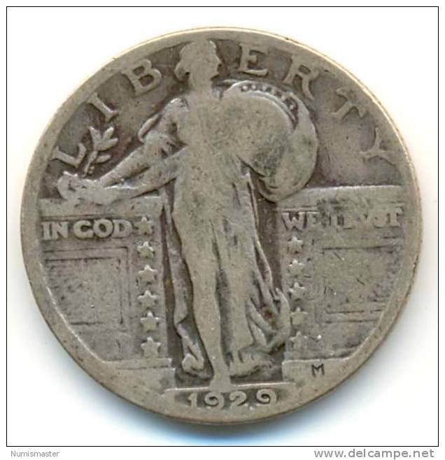 1929 , STANDING LIBERTY QUARTER - 1916-1930: Standing Liberty