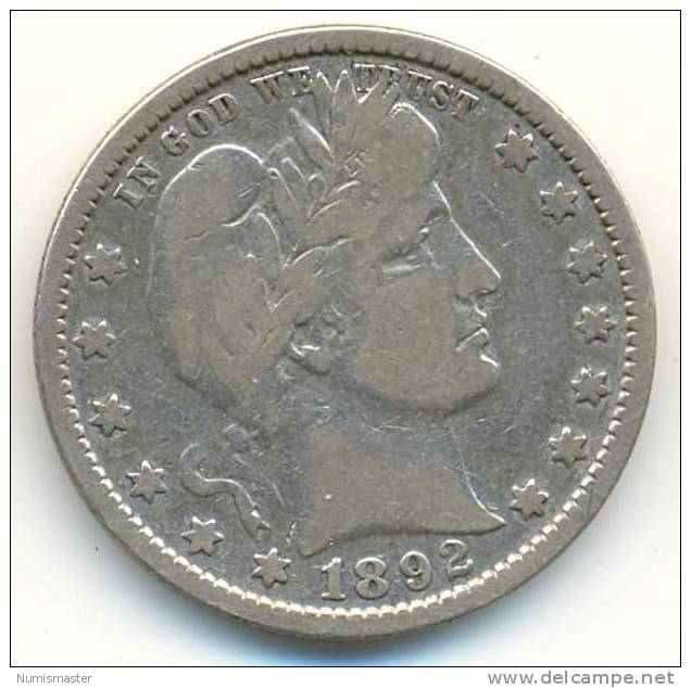 1892 , BARBER QUARTER - 1892-1916: Barber