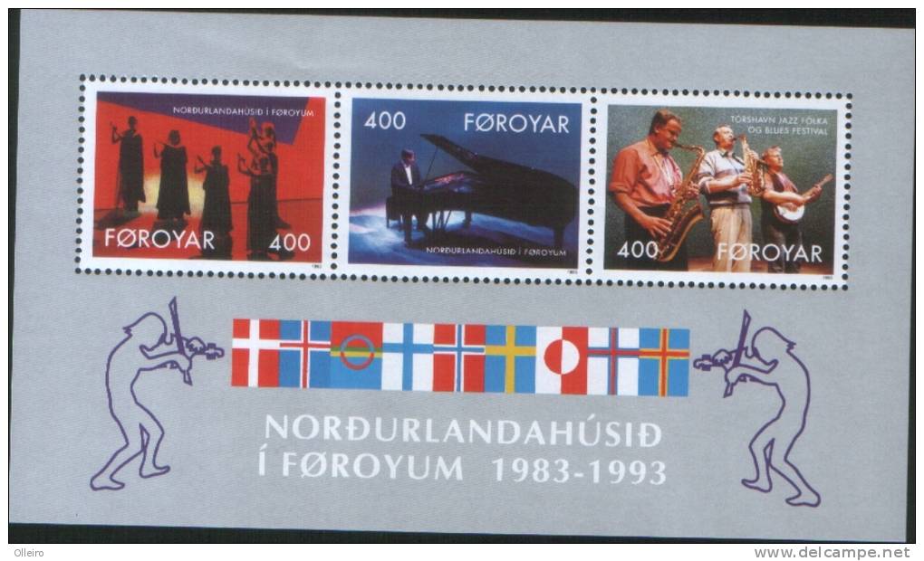 Isola Faroer  1993 Foglietto BF6 10° Della Casa Dei Nordici 3v ** MNH Isle Of Faroer 10° Nordic House - Faroe Islands