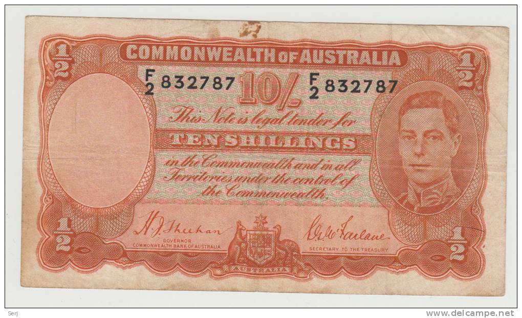 Australia 10 Shillings 1939 P 25a 25 A - Autres & Non Classés