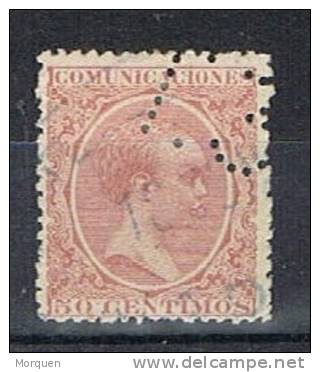 Sello 50 Cts Alfonso XIII, Perforado T3 Telegrafos, Num 224 T º - Usados