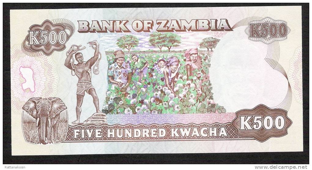 ZAMBIA  P35  500 KWACHA 1991 #AB  UNC. - Sambia