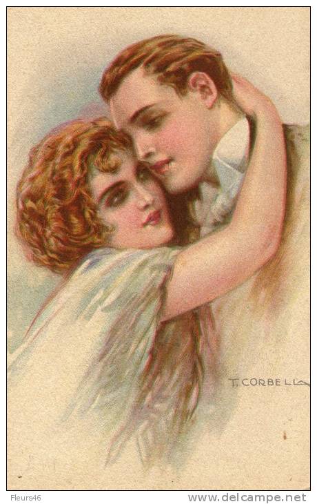 Signée T. CORBELLA - Couple Amoureux - Corbella, T.