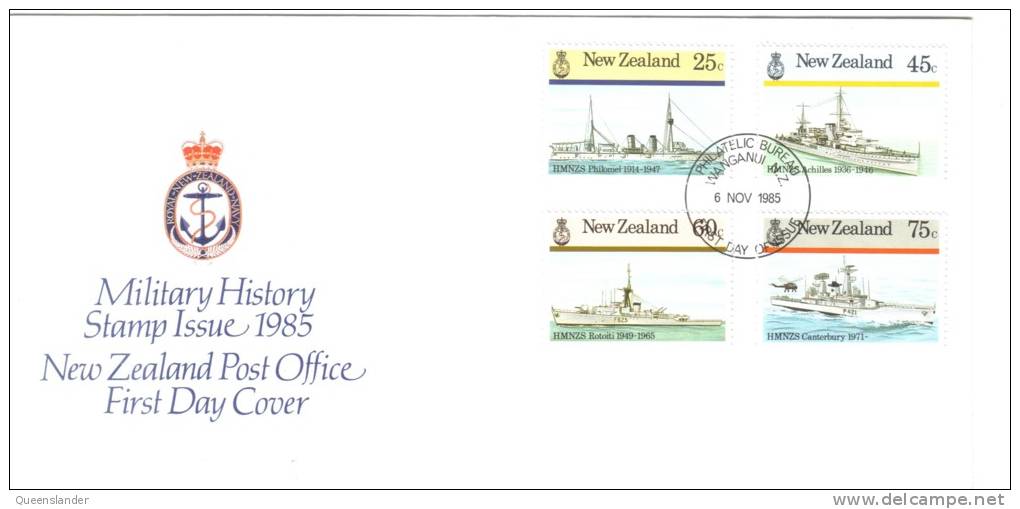 FDC 1985 Military History Navy Set Of 4 FDI 6th November 1985 Unaddressed Cover - FDC