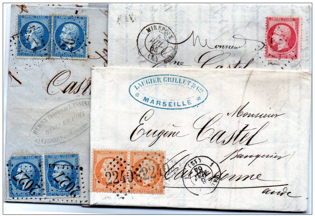 3 Lettres Avec 3 Affranchissements à 80c Différents. - 1849-1876: Période Classique