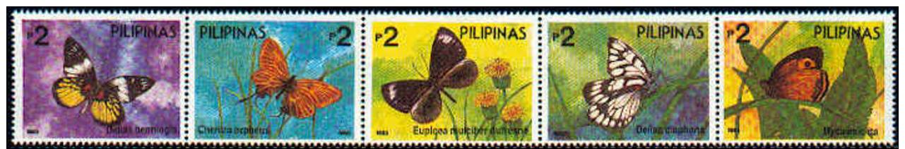 PHILIPPINES 1993  BUTTERFLIES 5V (MNH**) - Vlinders