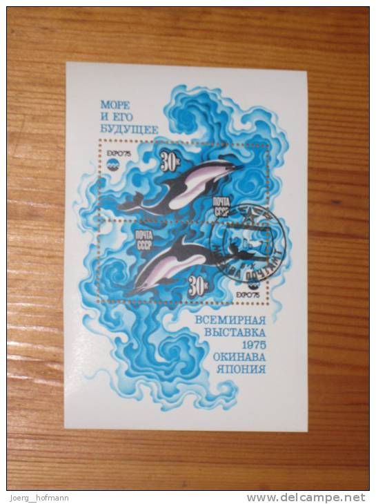 Block Sheet Russlnd Sovjetunion1975 Gestempelt Delfin Delfine Dolphin Dolphins - Dolphins