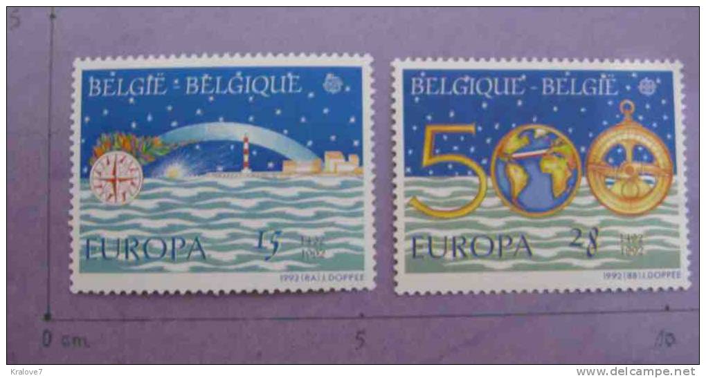 BELGIQUE 2 TIMBRES NEUF 1992 EUROPA BATEAUX C. COLOMBE BELGIUM EUROPA CEPT MNH COLUMBUS BOAT - 1992