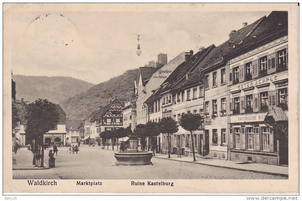 Waldkirch - Marktplatz - Ruine Kastelburg  (1914) - Waldkirch