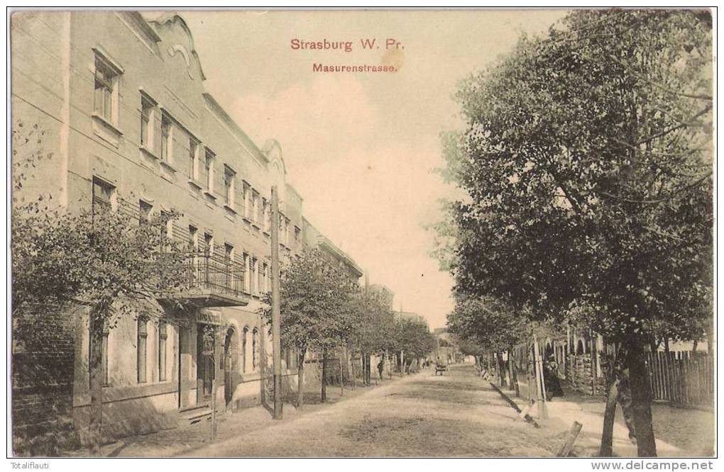 Strasburg Westpreussen Masurenstrasse Belebt Grünlich Brodnica 25.6.1909 Gelaufen - Westpreussen