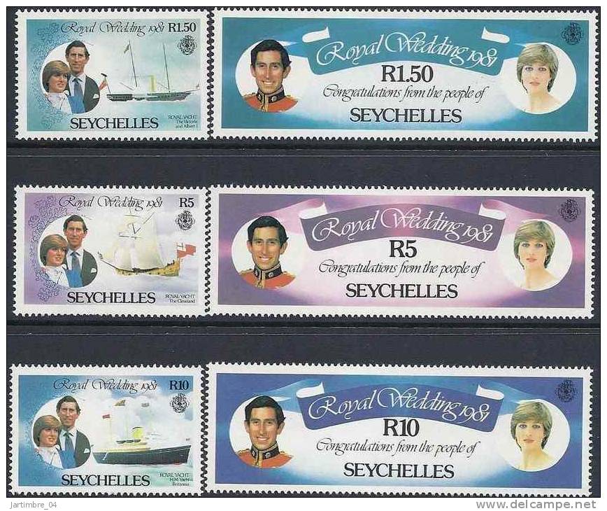 1981 SEYCHELLES 475-80+ BF 18** Mariage Diana, Bateaux - Seychelles (1976-...)