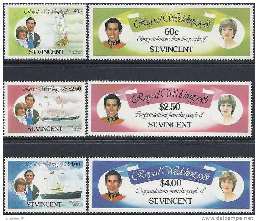 1981 SAINT-VINCENT 622-27+ BF 15** Mariage Diana, Bateaux - St.-Vincent En De Grenadines