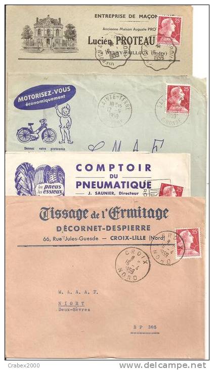 NY/T  1011C      4 LETTRES COMMERCIALES     1958 Et 1959 - Covers & Documents