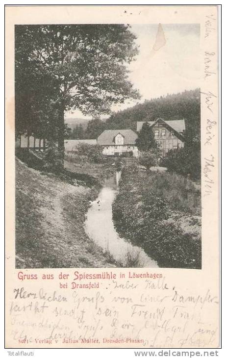 Gruss Aus Spieß Mühle In Löwenhagen Bei Dransfeld Kr Göttingen Jetzt Restaurant 31.7.1903 - Goettingen