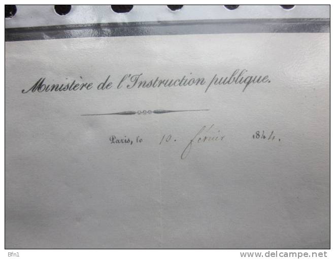 ANNONAY 1844 MINISTERE DE L'INSTRUCTION PUBLIQUE AU SUJET D'UNE ECOLE A ST CLAIR ET ST FELICIEN - Documents Historiques