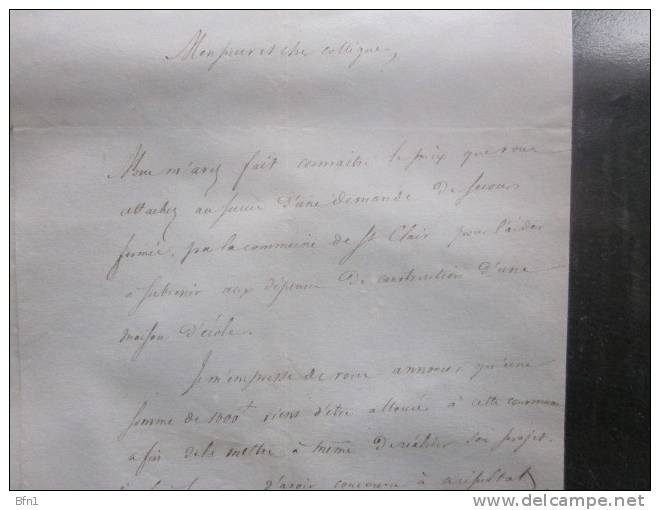 ANNONAY 1844 MINISTERE DE L'INSTRUCTION PUBLIQUE AU SUJET D'UNE ECOLE A ST CLAIR ET ST FELICIEN - Documents Historiques