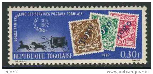 Togo 1963 Mi 356 A ** Mail Coach + Stamps Minr. 1, 2 , 3 (1897) / Postkutsche - 65th Anniversary Postservice - Francobolli Su Francobolli