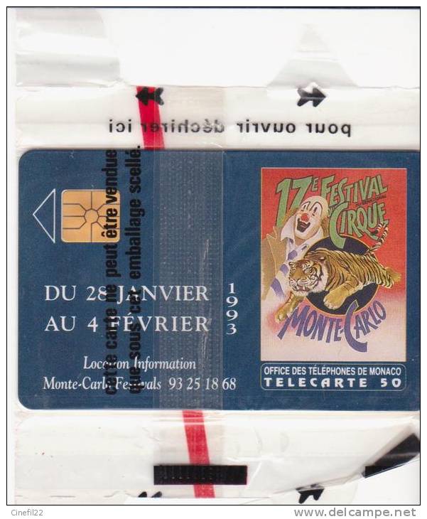 Telecarte 17ème FESTIVAL DU CIRQUE DE MONTE-CARLO, 1992 (100000 Ex), Neuve Sous Blister - 50 Einheiten