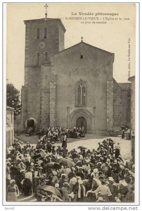 SAINT MESMIN LE VIEUX. - L'Eglise Et La Place Un Jour De Marché. Belle Animation - Autres & Non Classés