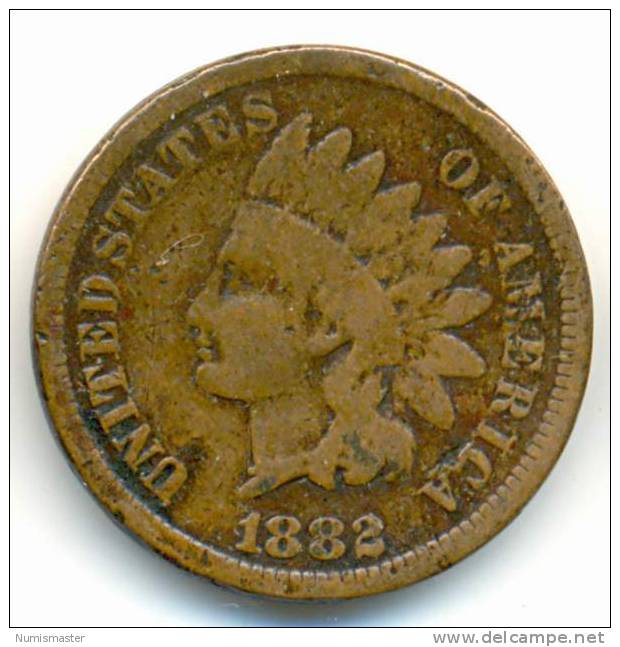 1882 , INDIAN HEAD CENT , UNCLEANED COIN - 1859-1909: Indian Head