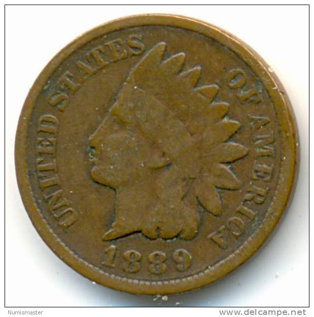 1889 , INDIAN HEAD CENT , UNCLEANED COIN - 1859-1909: Indian Head