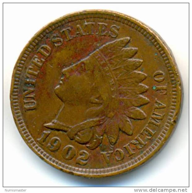 1902 , INDIAN HEAD CENT , UNCLEANED COIN - 1859-1909: Indian Head