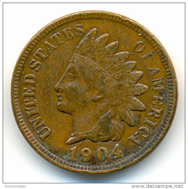 1904 , INDIAN HEAD CENT , UNCLEANED COIN - 1859-1909: Indian Head