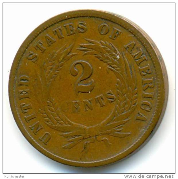 1864 , 2 CENT , LARGE MOTO , UNCLEANED COIN - 2, 3 & 20 Cent