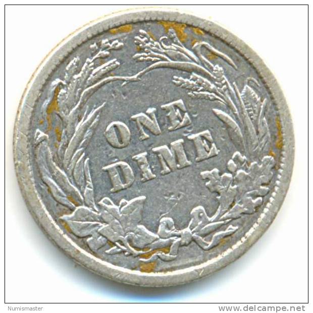 1901 , BARBER DIME , UNCLEANED SILVER COIN - 1892-1916: Barber