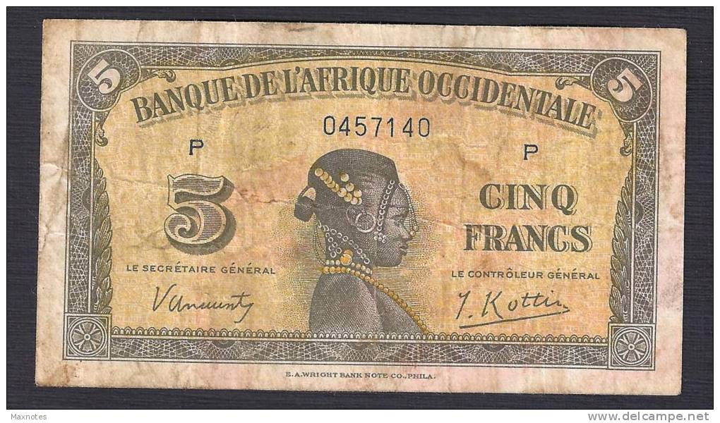 AFRIQUE OCCIDENTALE (French West Africa)  :  5 Francs - 1942  - P28a - 0457140 - Otros – Africa