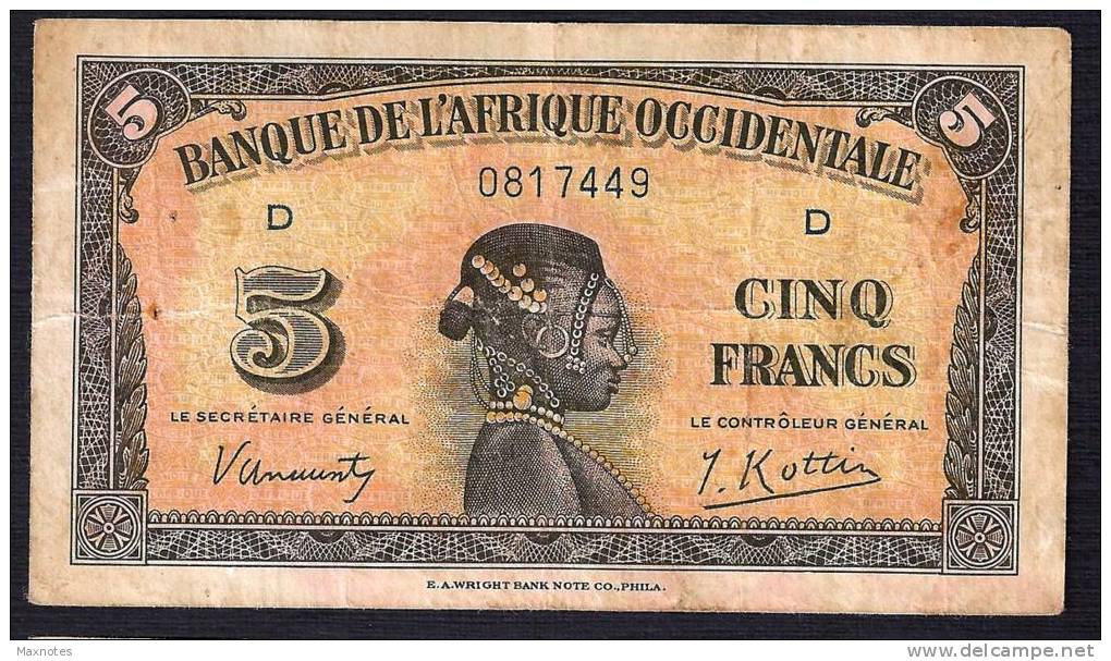 AFRIQUE OCCIDENTALE (French West Africa)  :  5 Francs - 1942  - P28a - 0817449 - Sonstige – Afrika